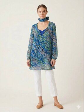 Laundry By Shelli Segal Sheer Tunic With Camisole Blue Size L Resortwear Summer